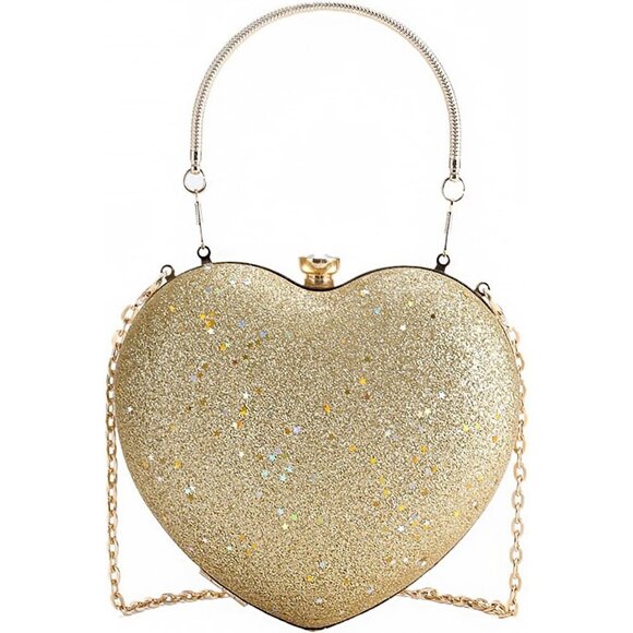 Handbags - Heart-Shaped Sparkly Clutch Purse Formal Evening Bag for Wedding & Party